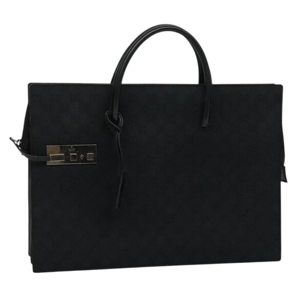 GUCCI GG Canvas Hand Bag Black Silver 015 3708 Auth - Picture 1 of 16